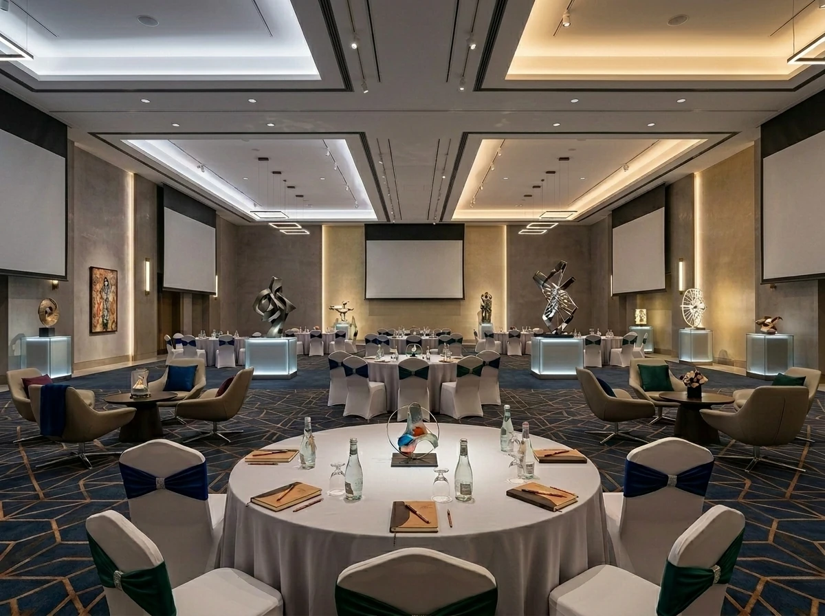 Hotel lobby interior with specification-led decorative finishes