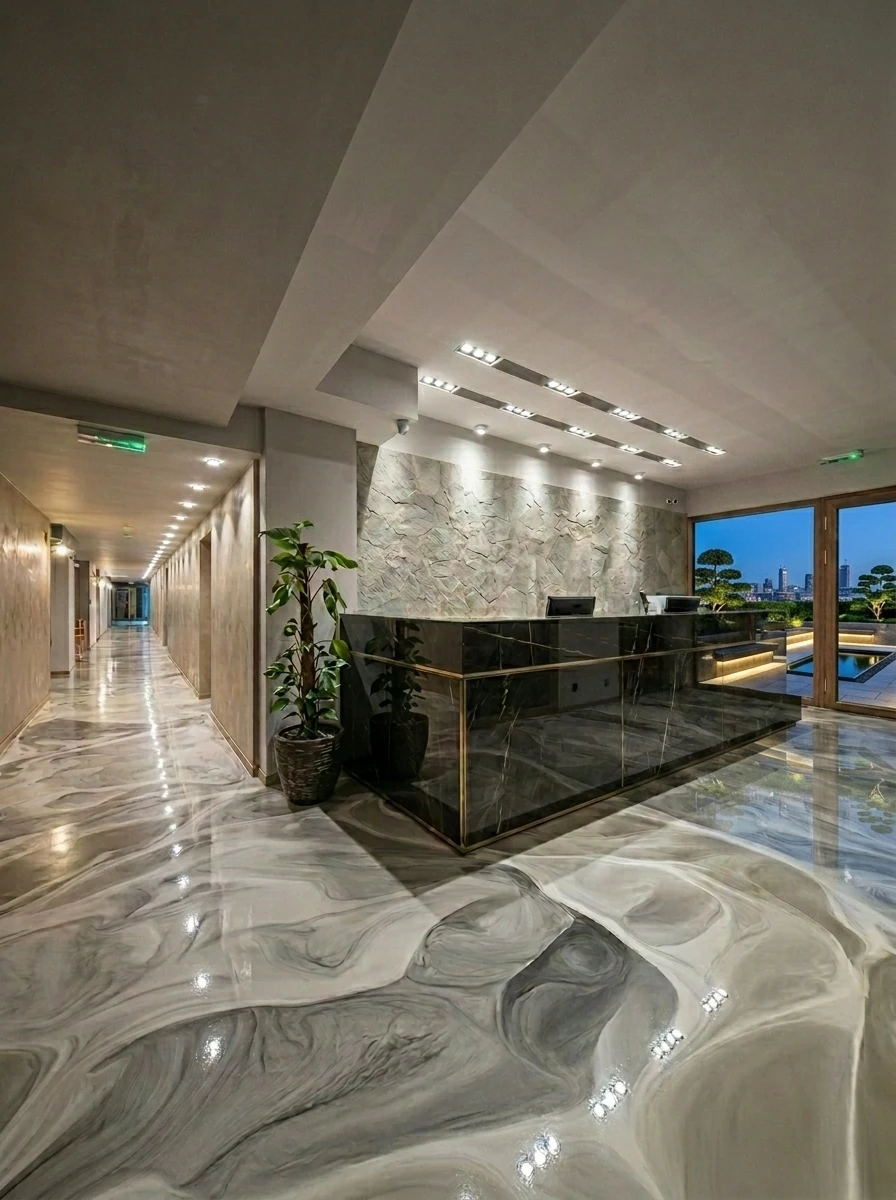 Decorative Epoxy — Pigmented epoxy floors — solid colour or pattern.