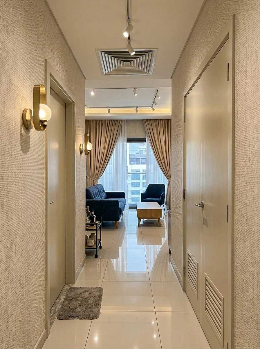 Linen Finish — Woven wall texture — fine, tailored, quiet.