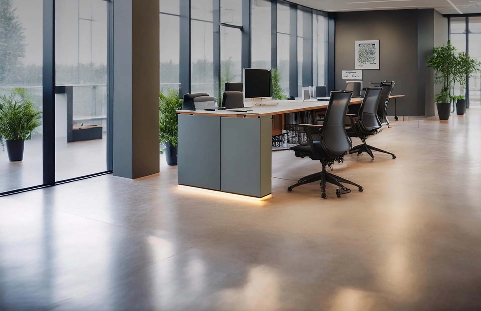 Microcement interior, raking light