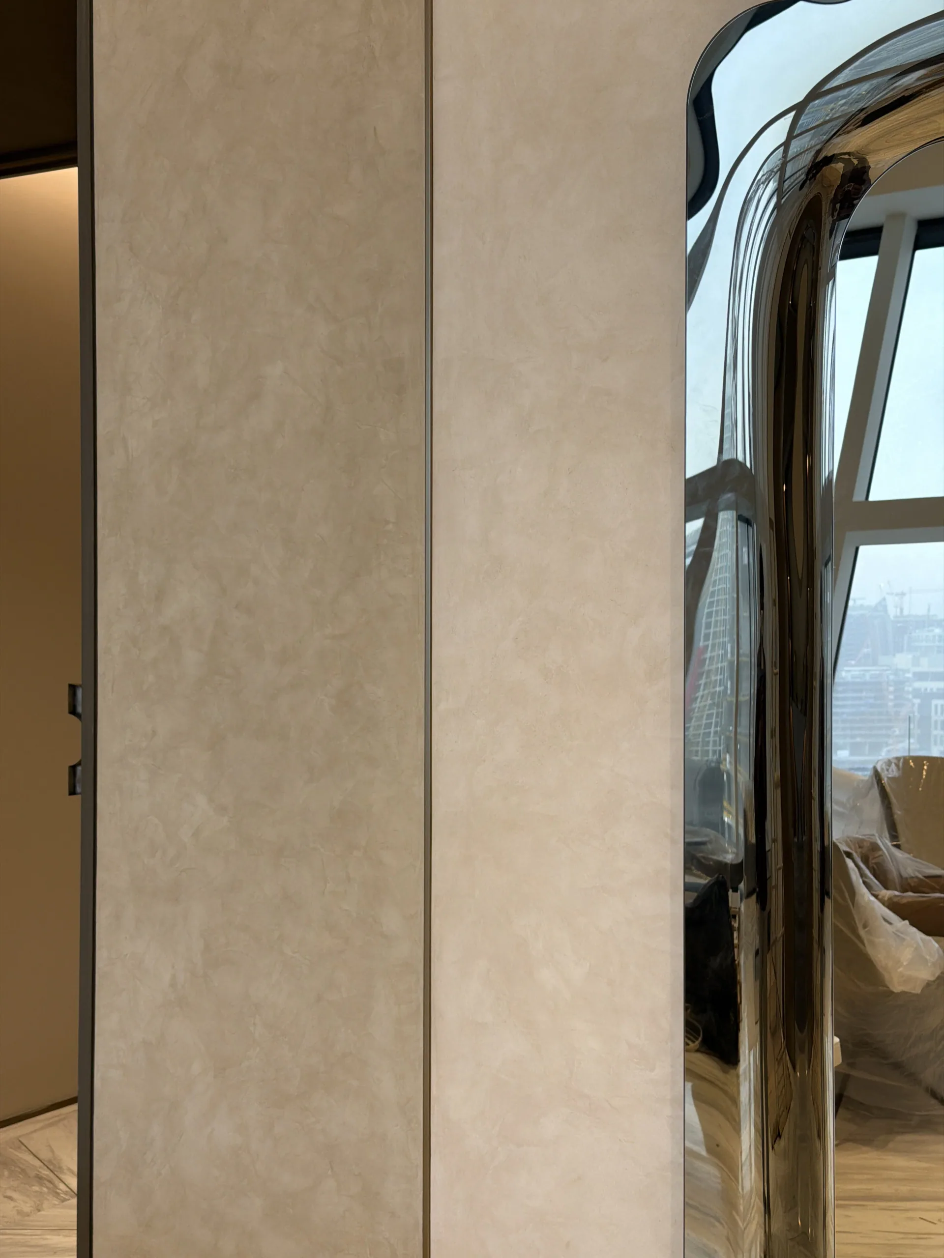 Quiet Luxury in Mineral Layers - Study 147, a marmorino residential decorative finish in mushroom grey