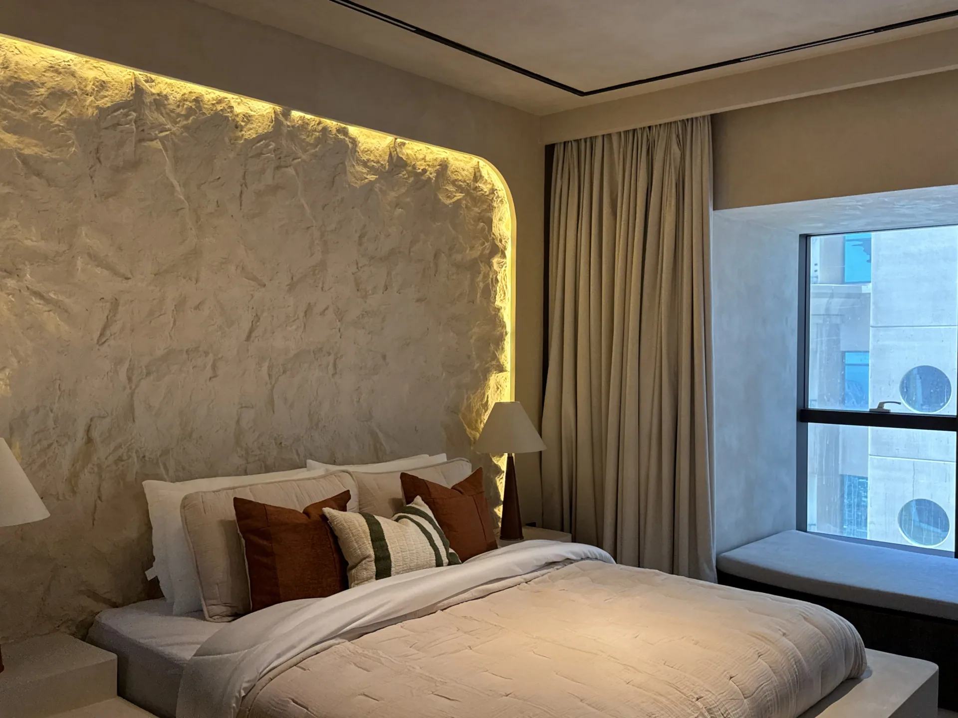 Quiet Luxury in Mineral Layers - Study 21, a marmorino commercial decorative finish in travertine cream